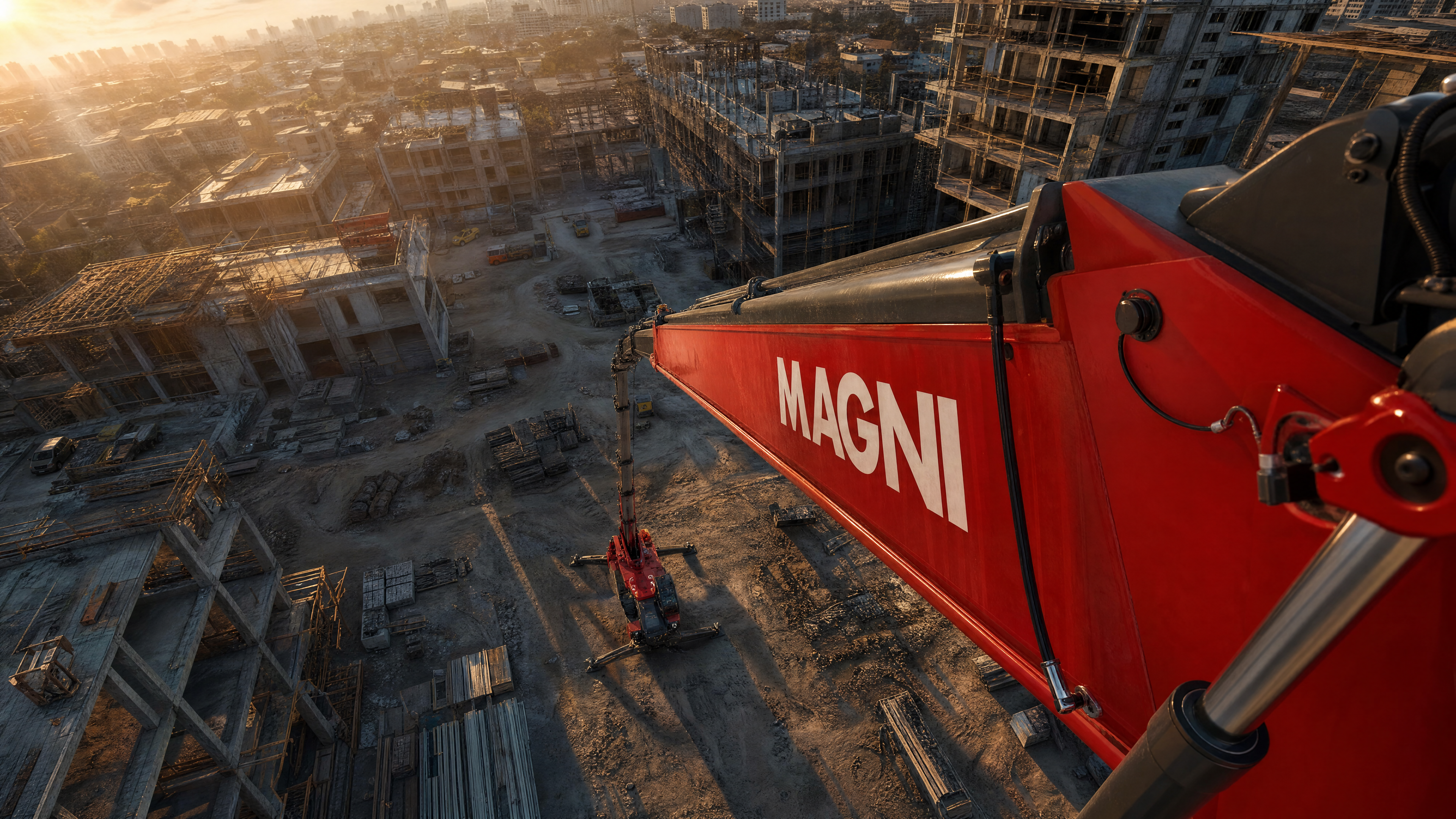 Magni RTH 6.51 fullt utfälld mot himlen — 51 meter